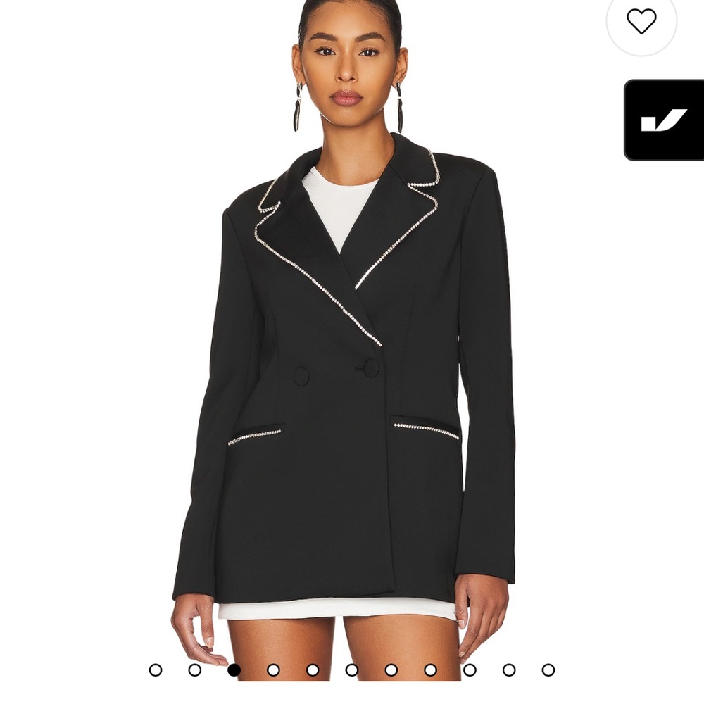 Good American Black Tailored Blazer with White Trim size s